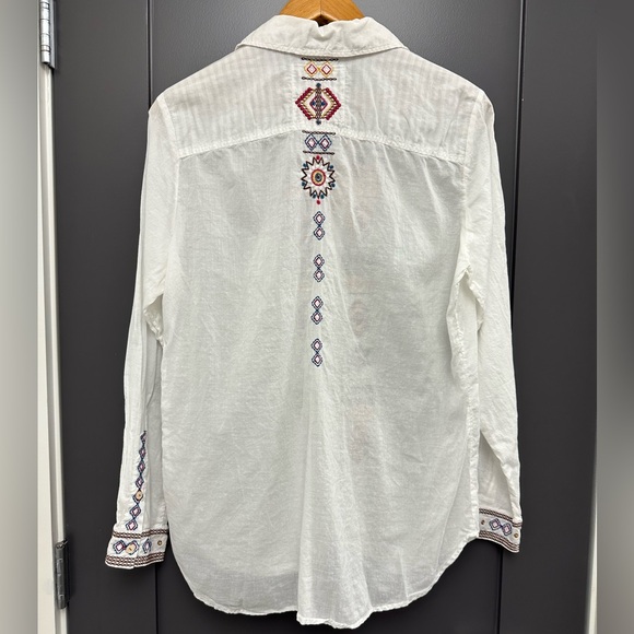 Johnny Was White Embroidered Button Down Shirt - Picture 3 of 4